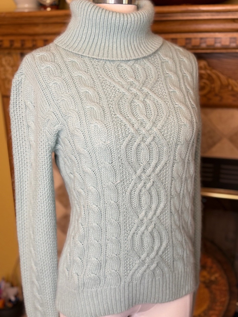 Halogen Cable Knit Turtleneck Sweater - Light Blue Women’s Size Medium